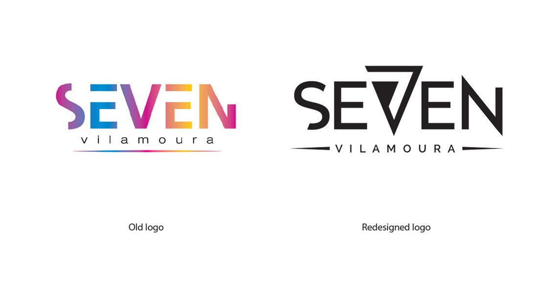 Logotipo seven: logo antigo e novo
